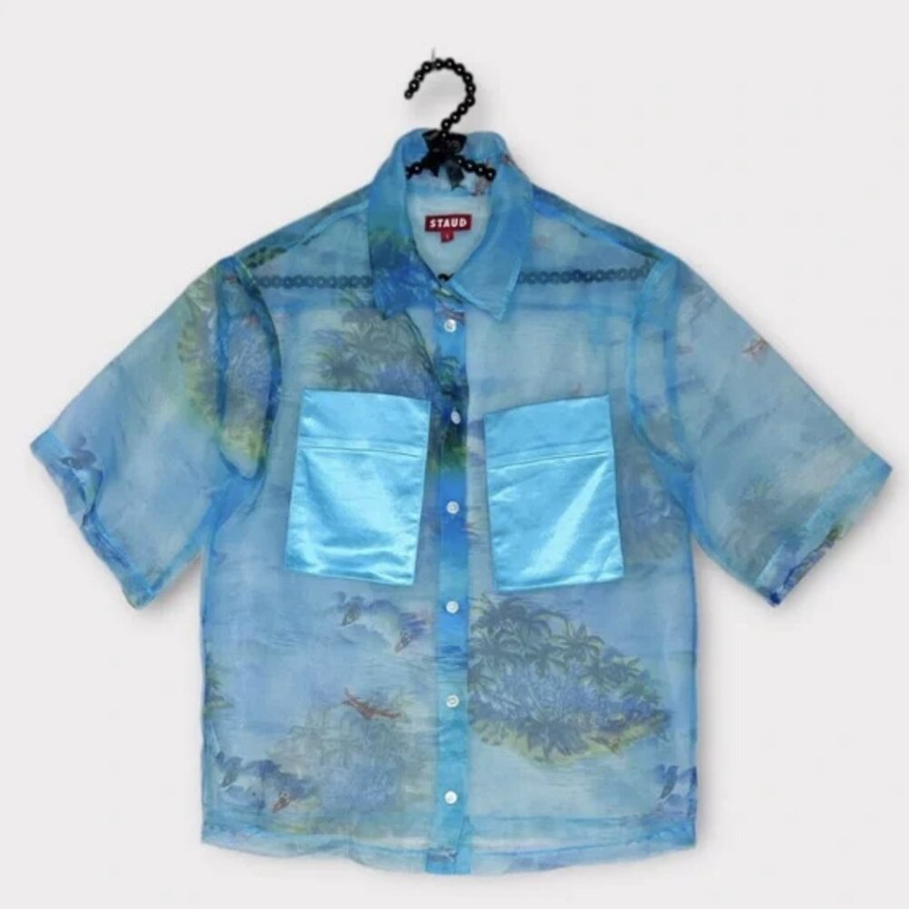 STAUD Cayman Organza Shirt - Blue Island